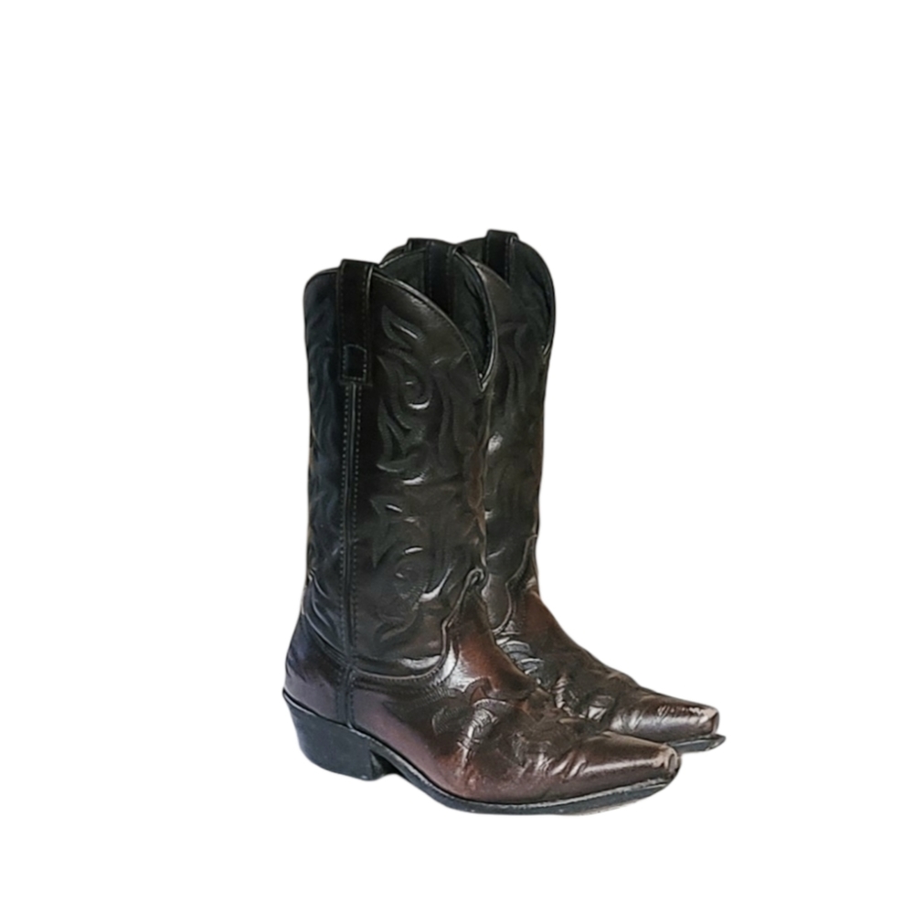 Men Vintage Brown Leather Cowboy Boots By Laredo Size 7D/Men Western Boots/ Men